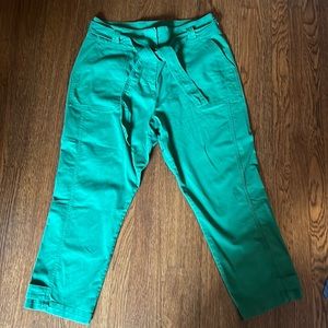 Boden green tie waist khakis